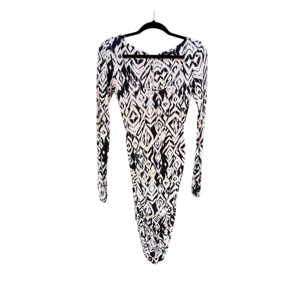 TART bodycon long sleeved dress in white, blue and black, women's size XS